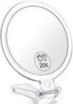 AMISCE 20x Magnifying Mirror, Travel Handheld Mirror - 2-Sided Hand Held Mirror with 1X 20X Magnification & Adjustable Handle/Stand, Portable Small Travel Makeup Mirror, Girl Women Mother's Gift