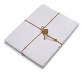 Wanderings Handmade White Deckle Edge Blank Paper - 25.4 x 30.5cm / 10x12” - Recycled - Pack of 25 - Watercolour/Mixed Media Paper - Artwork, Posters, Signs, Menus - Extra Thick 300 GSM - Large