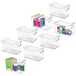 mDesign Plastic Storage Organizer Bin with Built-in Handles - for Craft, Sewing, Art, School Supplies in Home, Classroom, Playroom or Studio - 6 Inches Long, 8 Pack - Clear