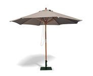 Jati Umbra 3m Wooden Garden Parasol with Cover (Taupe) - Octagonal | Double-Pulley | 2-Part Pole