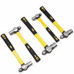 Stark 5-Pieces Ball Pein Hammer Set 8, 12, 16, 24, 32 Ounce Fiberglass & Carbon Steel for Metal Rivet, Chisel, Punch with Pouch