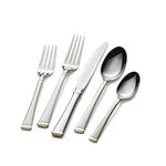 Mikasa Harmony Gold-Accent 65-Piece Stainless Steel Flatware Set with Serveware, Service for 12