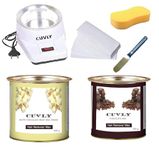 CUVLY Wax Heater Machine Waxing Kit Combo Machine White Chocolate Cream Wax (550 gm) Chocolate Wax (550 gm), Strips (70pcs), Spatula(Kinfe),Sponge (Wax, Heater Waxing Combo)
