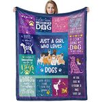 Dog Lovers Throw Blanket Gift for Girls, Just A Girl Who Loves Dogs Plush Fuzzy Flannel Blanket, Soft Cozy Cute Puppy Dog Fluffy Fleece Blanket for Women Teen Girls Pet Lover Birthday, 130 x 150 cm