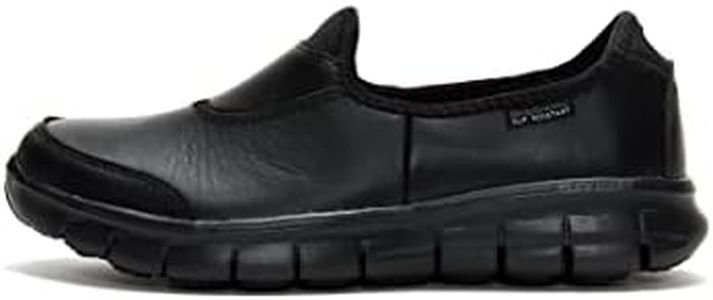 Skechers Women's Work Relaxed Fit - Sure Track Slip-On Sneaker, Black/Black, US 9