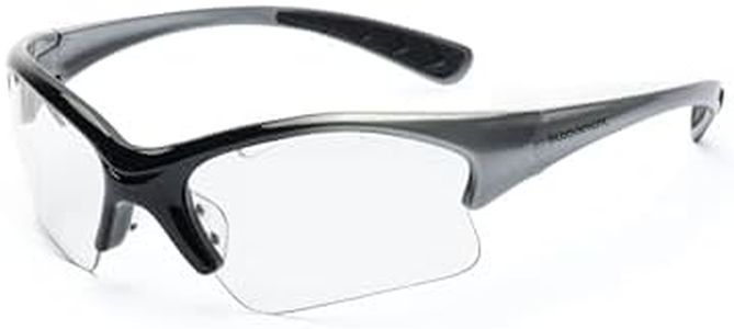 Black Knight Stiletto Racquet Sports Eyewear - Anti-fog & Scratch Resistant, Eye Protection for Squash, Pickleball, Badminton & Tennis, with Hard Case, Black/Silver Frame, Ideal for Men & Women