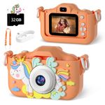 Anesky Kids Camera, Educational Learning Toys for Ages 5-7, 1080P HD Kid Digital Camera with 32GB TF Card, Best Christmas & Birthday Gift for Boys & Girls 3 4 5 6 7 8 9 10 11 12 Year Old, Orange