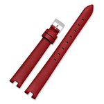 BREFER RHAIYAN Watch Band Compatible With Gucci Ya141501 Ya141401 Series Women's Notch Watch Bracelet GC Leather Watch Strap 12 14mm Specific (Color : Red silver, Size : 12mm)