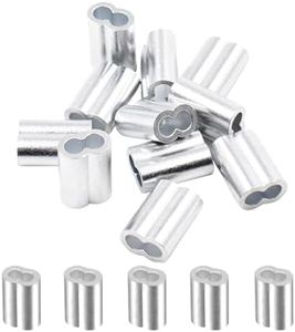 25Pcs 1/4" (6mm) Aluminum Crimping Loop Sleeve, Cable Crimp Ferrules, Wire Rope Sleeves Loops Sleeve for Wire Rope and Cable, Double Hole Type