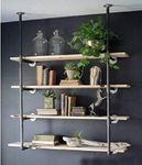Retro Wall Mount Ceiling Pipe Shelf Bracket Decorative Wall Shelving,Kitchen Shelves, Bookshelf,Vintage Floating Shelves Open Bookshelves 2Pcs Without The Boards