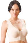 Annette Women's Post-Surgical Front Close Longline Recovery-Sleep Bra, Beige, Medium-Large