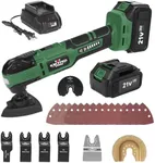 LAZYLAND 21V Cordless Oscillating Tool Kits, Brushless Oscillating Multitool with 6-variable speed, 2X3.0 Ah Battery and accessories for Cutting, Grinding, Scraping, Sanding