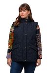 Ulla Popken Women's Country House Quilted Vest Pheasant Lining, Navy, 32-34