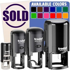 Sold Circle Self-Inking Rubber Stamp Ink Stamper for Stamping Crafting Planners - 1-1/2 Inch Large - Black Ink