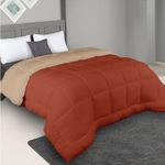 bien LIVING Plush Reversible Microfiber Comforter Double Bed | 220 GSM Wadding | 110 GSM Peached Extra Soft Microfiber Fabric,All Weather Comforter Double Bed (90 X 100 Inches) Rust + Sandy Beige