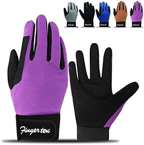 FINGER TEN Horse Riding Gloves for Women or Kids (Kids-Purple, Medium)