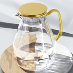 DUJUST Glass Pitcher with Stainless Steel Lid [68 oz], Elegant Diamond Design Water Pitcher with Handle, Decoration for Room