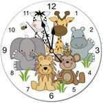 Animals Safari Kids Wall Clock Girl Boy Baby Nursery Room Jungle Round Silent Non Ticking Clock for Office Kitchen Bedroom Living Room Wall Decor 12 Inch