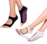 Tucketts Allegro Pilates Socks Toeless Yoga Socks with Grips for Women Toeless Socks For Women, Pilates Grip Socks Pilates Socks Women, L/XL 2Pack Black/Static