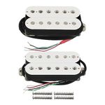 FLEOR High Output Alnico 5 Guitar Pickup Double Coil Humbucker Pickups Neck and Bridge Set White