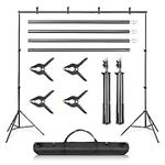 Supernic Adjustable Backdrop Stand Kit - 2 * 3m (6.5 * 9.8ft) Photo Background Support System with Carrying Bag and 4 Clamps - Ideal for Photography and Video Studio