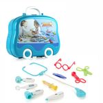 Chanak Premium Doctor Set Suitcase for Kids, Doctor Set with LED Light Instruments, Pretend Play Doctor Set for Kids Above 3 Years, 10 Piece Doctor Kit for Boys & Girls, BIS Approved. (Blue Suitcase)