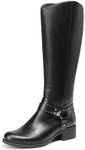 DREAM PAIRS Boots For Women Knee High, Comfortable Pull On Side Zipper Buckle Riding Boots,Size 10,Black,SDKB2312W