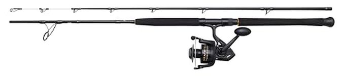 PENN Wrath II Boat Spinning Combo, Boat Fishing Rod and Reel Combo, Sea - Boat Fishing, Perfect Rod to Catch a Wide Range of Saltwater Species, Cod, Pollock, Seabass, Halibut, Black, 2.13m |20-30lb