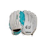 Wilson 2024 A500™ Siren™ 12.5” Youth Outfield Fastpitch Softball Glove - Left Hand Throw, White/Teal/Metallic Gold