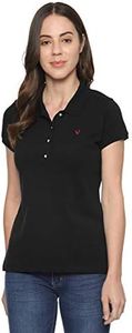 Allen Solly Women's Regular Polo Shirt (AHCTCRGFF25308_Black Solid L)
