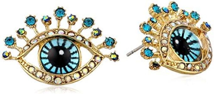 Betsey Johnson Eye Stud Earrings, One Size, Metal Glass Plastic, crystal, glass