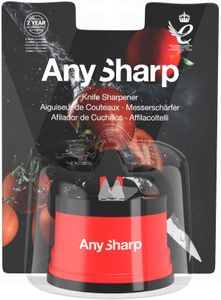 AnySharp Knife Sharpener – Red, Universal Blade Sharpening