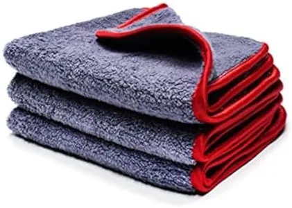 Maxshine Universal 600GSM Gray Ultimate Crazy Microfiber Towel with Red Silk Border (40×40cm), 3PCS/Pack – Great for Fast Car Washing and Drying, Scratch Free, Long Service Life