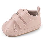 Cheerful Mario Baby First Walking Shoes Baby Boys Girls Pram Shoes Infant Prewalkers Soft PU Leather Anti-Slip Solid pink 3-6 Months