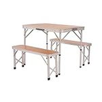 Oypla 3ft Folding Outdoor Camping Kitchen Wood Effect Work Top Table and Benches