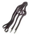 Windsor Leather Side Reins With Rubber Ring Insert - One Size - Adjustable Horse Training Reins (Black)