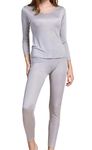 Grenasasilk Womens Silk Long Underwear Mulberry Silk Long Johns Silk Thermal Underwear Sets Cold Weather Base Layer (XL, Silver Grey)