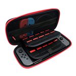 SUNYEAP Carry Case Compatible with Nintendo Switch Console Protective Hard Shell Portable Travel Pouch with Pockets for Accessories and Games (Normal Black Red)