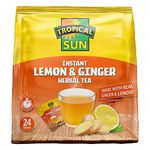 Tropical Sun Intant Lemon and Ginger Herbal Tea. Sweet, Spicy & Refreshing! - 24 Sachets (Pack of 1)