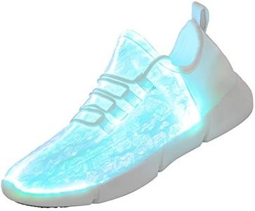 Fiber Optic LED Shoes Light Up Sneakers for Women Men with USB Charging Flashing Festivals Party Dance Luminous Kids Shoes, White, 10.5 Women/9 Men