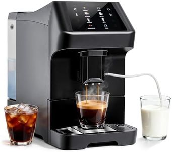 Automatic Espresso Coffee Machine with Grinder and Milk Frother, 19 Bar Pressure Extraction, Auto Cleaning & Descaling Function - for Latte, Cappuccino, Americano, Flat White, Iced & Hot Coffee