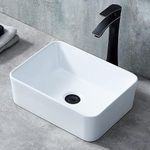 Ufaucet 16"X12" Bathroom Vessel Sink Rectangle, 16 Inch White Rectangular Ceramic Vessel Sink, Modern Porcelain Small Above Counter Art Basin Vanity Sink