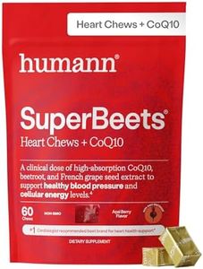 humanN SuperBeets Heart Chews Advanced - 3-in-1 Formula with Beetroot, Grape Seed Extract, & CoQ10, 60 Count