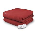 Biddeford Blankets Comfort Knit Electric Heated Blanket with Analog Controller, Throw, Brick