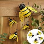 SEIWEI Metal Bees Decorations, 3D Metal Bee Garden Hanging Bee Wall Lawn Art Decor for Outdoor Home Garden Patio Yard Lawn Fence 4PCS