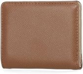 Mundi Mini Billfold Small Wallet for Women, Slim Credit Card Holder with Zipper Coin Pocket, Bifold Compact Womens Wallet with ID Window - Cognac