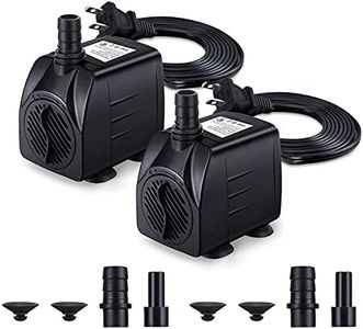 CWKJ Fountain Pump, 2 Packs 160GPH(10W 600L/H) Submersible Water Pump, Durable Outdoor Fountain Water Pump with 7.2ft（2.2m）Power Cord, 3 Nozzles for Aquarium, Pond, Fish Tank, Water Fountain Pump