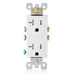 Leviton T5825-W 20 Amp, Tamper- Resistant, Decora Duplex Receptacle, Residential Grade, White by Leviton