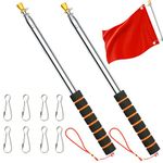 APXEL 9.8ft (300cm) Telescopic Handheld Flag Pole, 2 Pcs Stainless Steel Retractable Banner Pole with 8 Grip Clip, Tour Guide Flagpole Pointer Teaching Pointer Stick for Tour Guide Festival