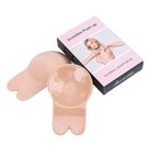 DELZSTR Women's & Girls Nipple Cover Reusable Boob Tape, Invisible Push Up Strapless Bra, Rabbit Shape Pasties Nipple Pasties, Backless Self Adhesive, Medical Grade Silicone, Beige (Beige, XL/XXL)